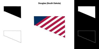 Douglas County, South Dakota outline map set vector