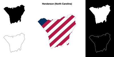 Henderson County, North Carolina outline map set vector