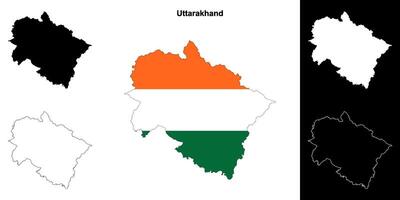 Uttarakhand state outline map set vector