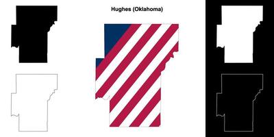 Hughes County, Oklahoma outline map set vector