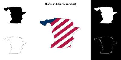 Richmond County, North Carolina outline map set vector