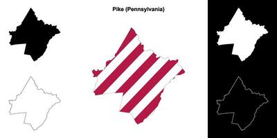 Pike County, Pennsylvania outline map set vector