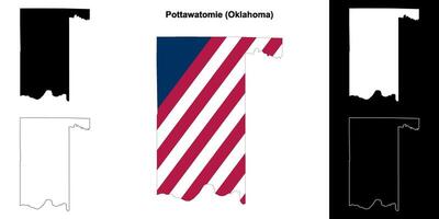 Pottawatomie County, Oklahoma outline map set vector