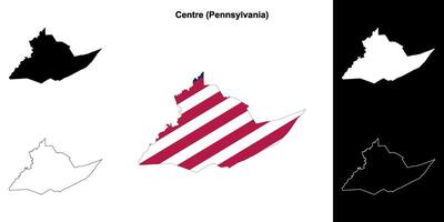 Centre County, Pennsylvania outline map set vector