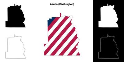 Asotin County, Washington outline map set vector