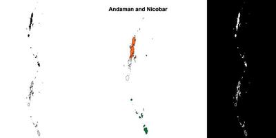 Andaman and Nicobar state outline map set vector