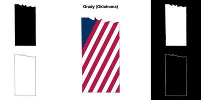 Grady County, Oklahoma outline map set vector