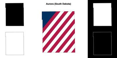 Aurora County, South Dakota outline map set vector