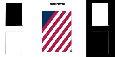 Mercer County, Ohio outline map set vector