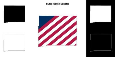 Butte County, South Dakota outline map set vector