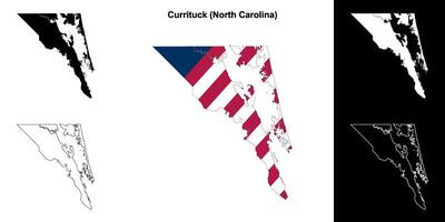 Currituck County, North Carolina outline map set vector