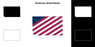 Hutchinson County, South Dakota outline map set vector