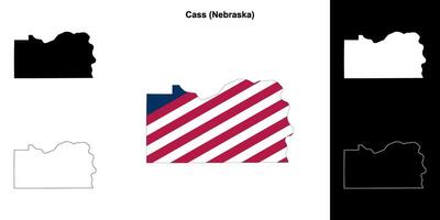 Cass County, Nebraska outline map set vector