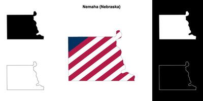 Nemaha County, Nebraska outline map set vector
