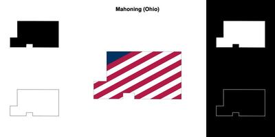 Mahoning County, Ohio outline map set vector