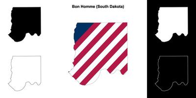 Bon Homme County, South Dakota outline map set vector