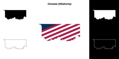 Choctaw County, Oklahoma outline map set vector