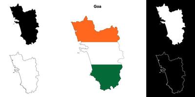 Goa state outline map set vector