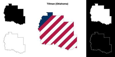 Tillman County, Oklahoma outline map set vector