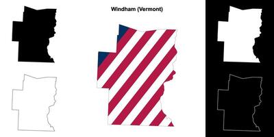 Windham County, Vermont outline map set vector