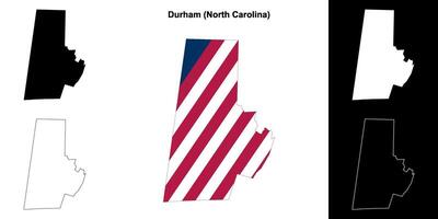 Durham County, North Carolina outline map set vector