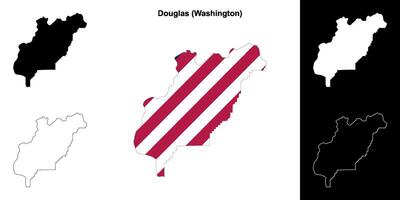 Douglas County, Washington outline map set vector