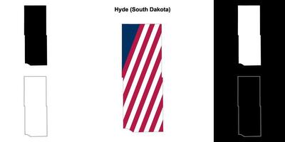 Hyde County, South Dakota outline map set vector