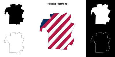 Rutland County, Vermont outline map set vector