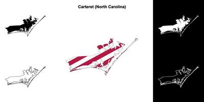 Carteret County, North Carolina outline map set vector