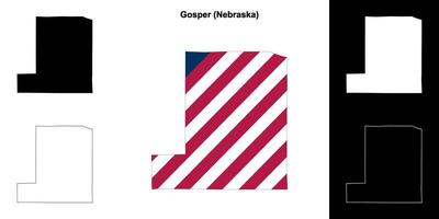 Gosper County, Nebraska outline map set vector