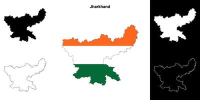 Jharkhand state outline map set vector