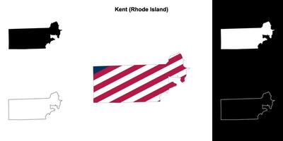 Kent County, Rhode Island outline map set vector