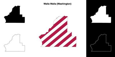 Walla Walla County, Washington outline map set vector