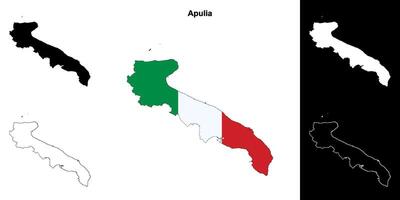 Apulia blank outline map set vector
