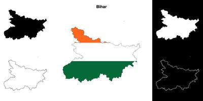 Bihar state outline map set vector