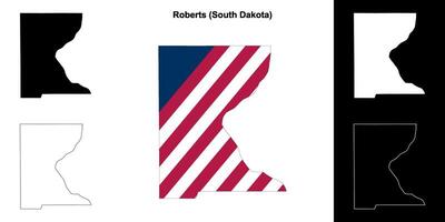 Roberts County, South Dakota outline map set vector