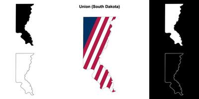 Union County, South Dakota outline map set vector