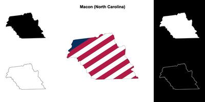 Macon County, North Carolina outline map set vector