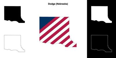 Dodge County, Nebraska outline map set vector