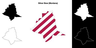 Silver Bow County, Montana outline map set vector