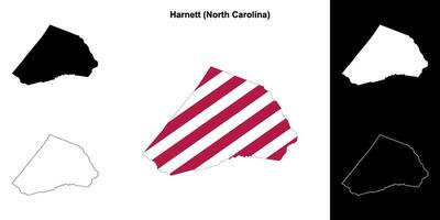 Harnett County, North Carolina outline map set vector