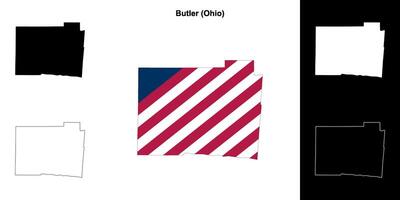 Butler County, Ohio outline map set vector