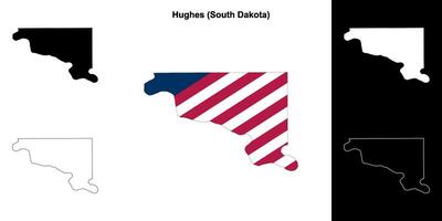 Hughes County, South Dakota outline map set vector