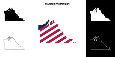 Thurston County, Washington outline map set vector