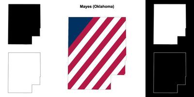 Mayes County, Oklahoma outline map set vector