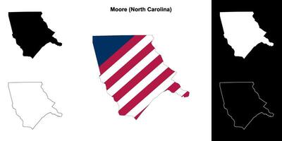 Moore County, North Carolina outline map set vector