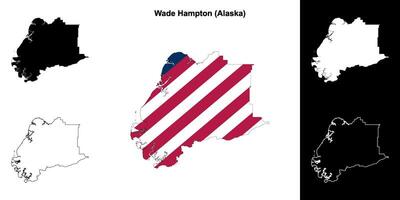 Wade Hampton Borough, Alaska outline map set vector