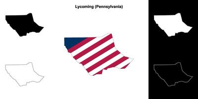 Lycoming County, Pennsylvania outline map set vector