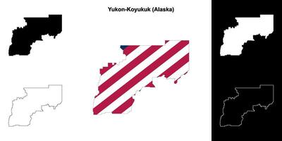 Yukon-Koyukuk Borough, Alaska outline map set vector