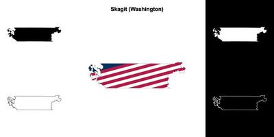 Skagit County, Washington outline map set vector